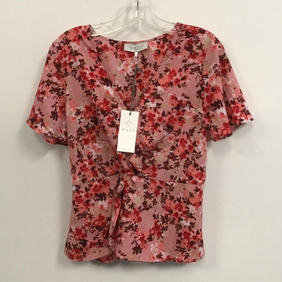 NWT Nordstrom WAYF V-Neck Floral Faux Wrap Blouse - Picture 1 of 3